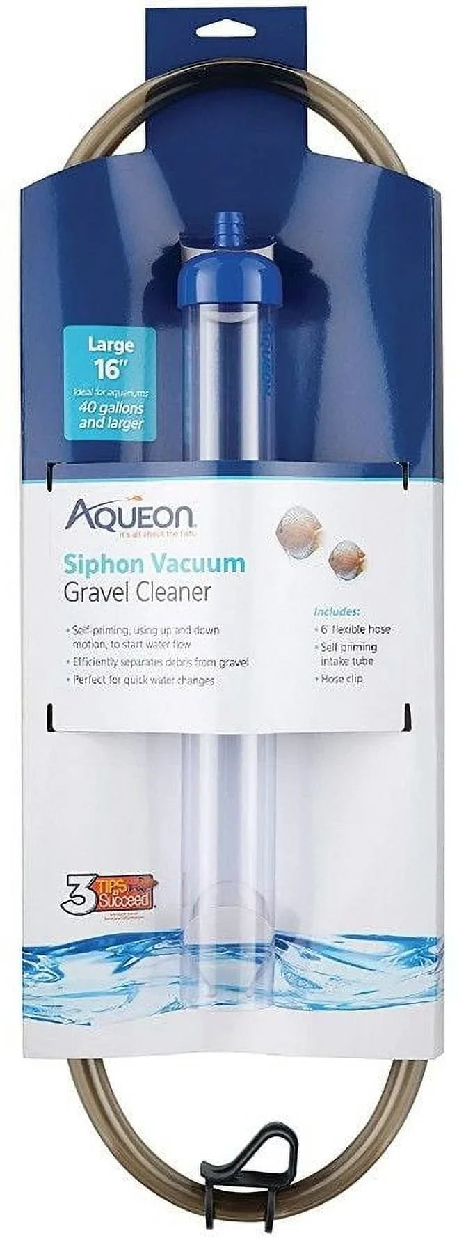 Aqueon Sizeiphon Vacuum Gravel Cleaner [Aquarium, Gravel Vacs] Large - 16" Tube with 6' Hose - (Aquariums 40+ Gallons)