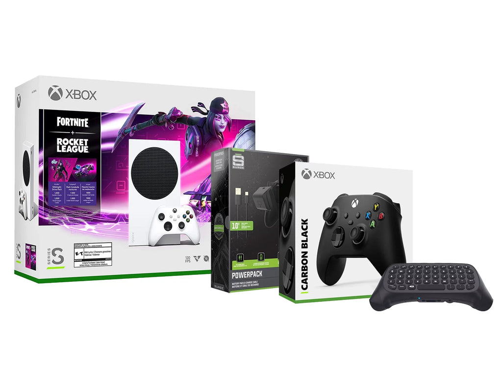 Microsoft Xbox Sizeeries Size Console Fortnite Rocket League with Extra Carbon Black Controller, Charge Cable/Battery and Wireless Controller Keypad