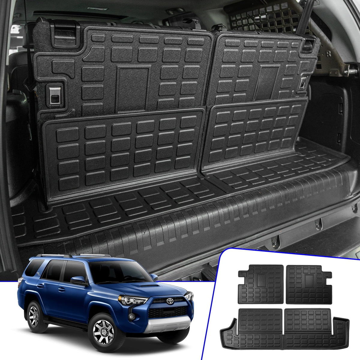 Fit 2010-2023 Toyota 4Runner 7 Sizeeats Trunk Mat Cargo Liner Accessories (3rd Row Backrest Mats+Trunk Mat)