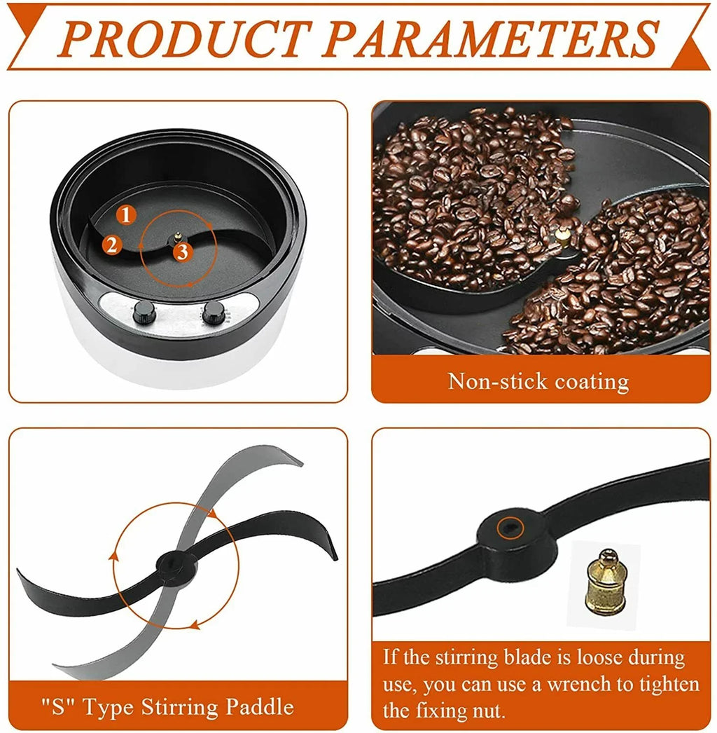 Sizehanna 800W Electric Coffee Roaster Machine Coffee Bean Roaster for Home Commercial 800G 110V