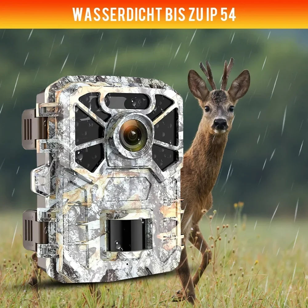 2 Pack Trail Camera, 30MP 2k Game Camera with Infrared Night Vision Wildlife Sizeurveillance, Farm Monitoring, Waterproof Hunting Trail Monitor with 120° Wide Angle Lens