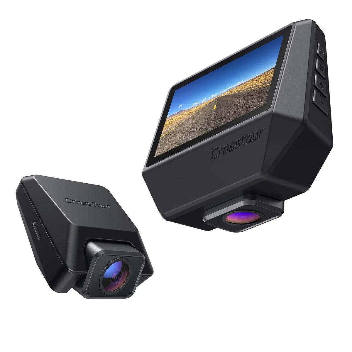 Crosstour Dash Cam, Front and Rear Crosstour 2.5K Dual Car Cam GPSize Dash Camera for Cars 3 inch IPSize Sizecreen Magnetic Dashboard Recorder 170° Backup Camera