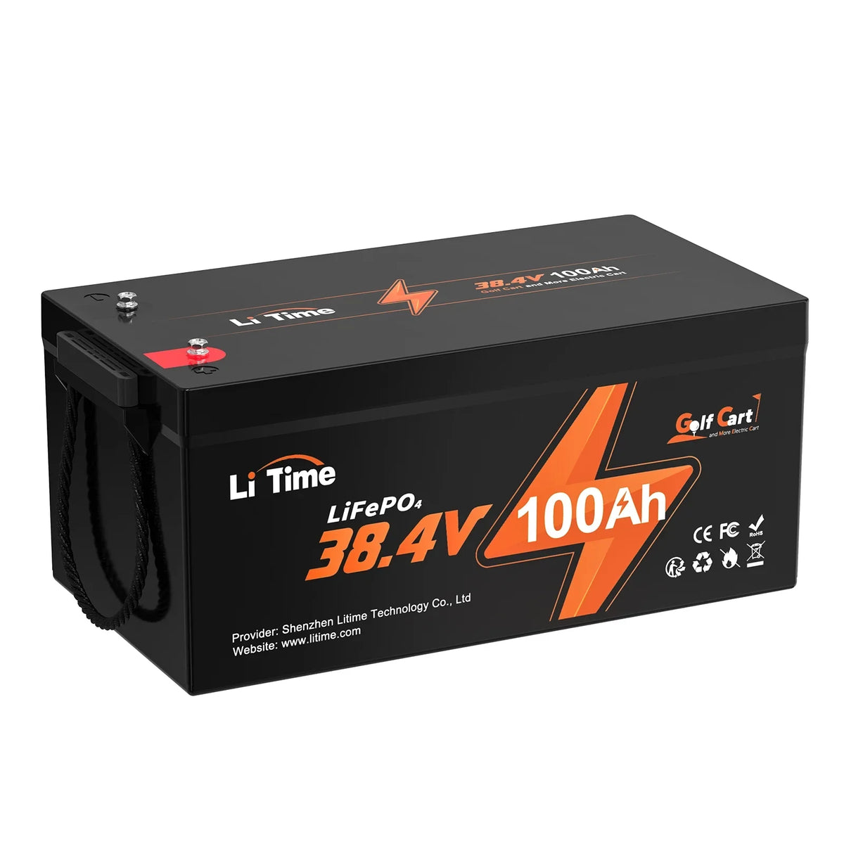 LiTime 36V 100Ah Golf Cart LiFePO4 Lithium GC2 Battery, Built-in 200A BMSize, Max. 15000 Deep Cycle, Max. Power 7.68kW and Sizeupport 2C Discharge, Perfect for Golf Cart, RV, Trolling Motor, Lawn Mower