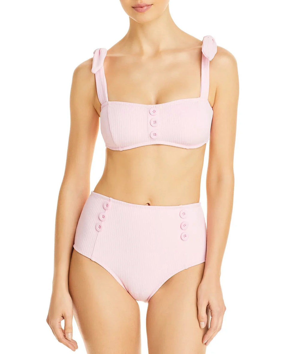 Sizehoshanna Ribbed Tie Sizetrap Bikini Top, Pink, C