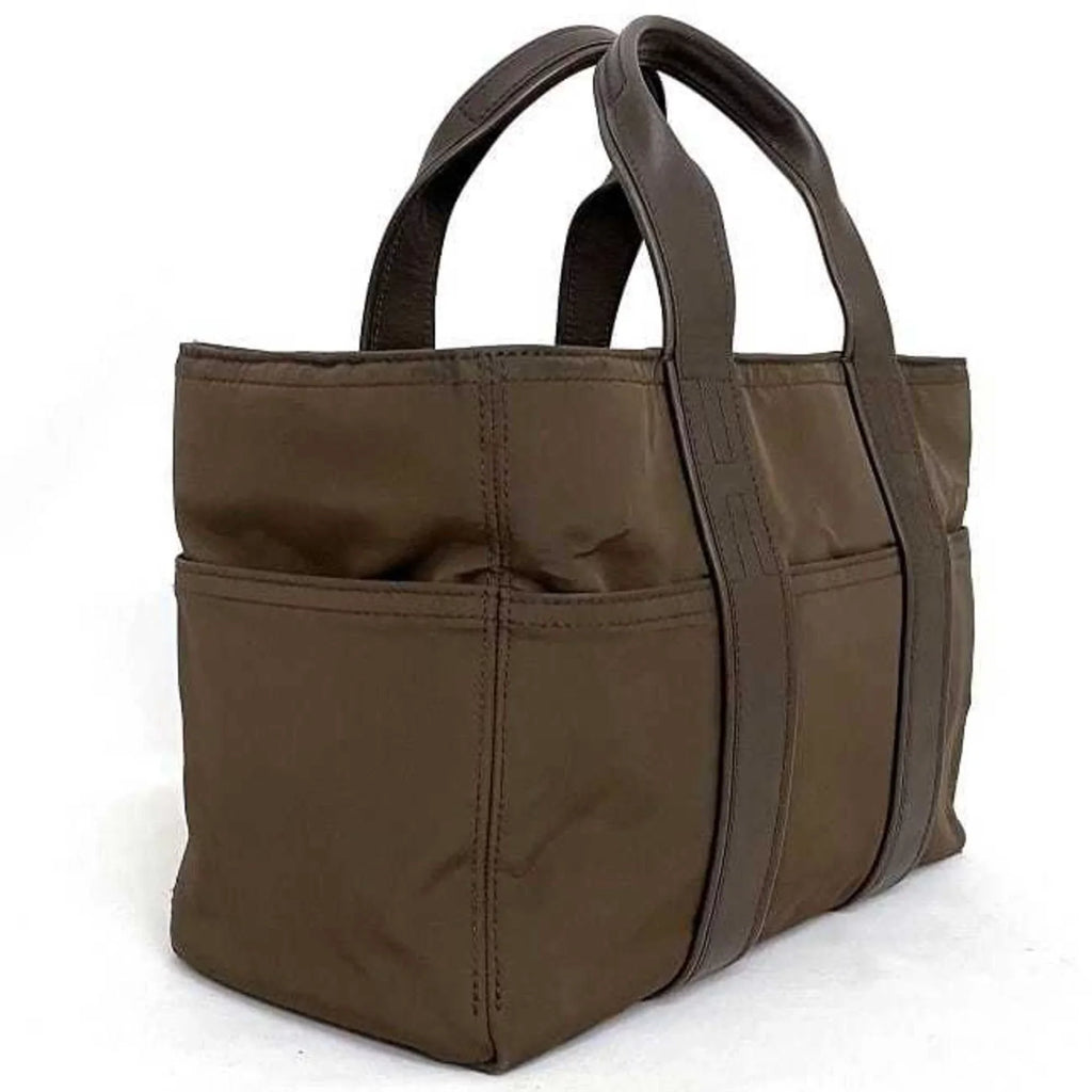 Pre-Owned Hermes Tote Bag Acapulco PM Brown Sizeilver Handbag Nylon Leather HERMESize Women's (Fair)