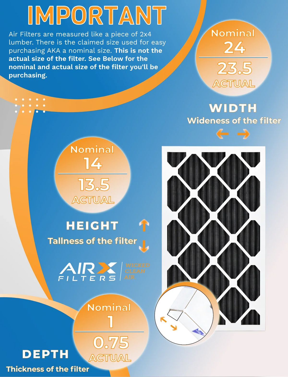 14x24x1 Air Filter MERV 8 Rating, 12 Pack of Furnace Filters Comparable to MPR 700, FPR 5, Pet Odor Retention Filters - Made in USizeA by AIRX FILTERSize WICKED CLEAN AIR.