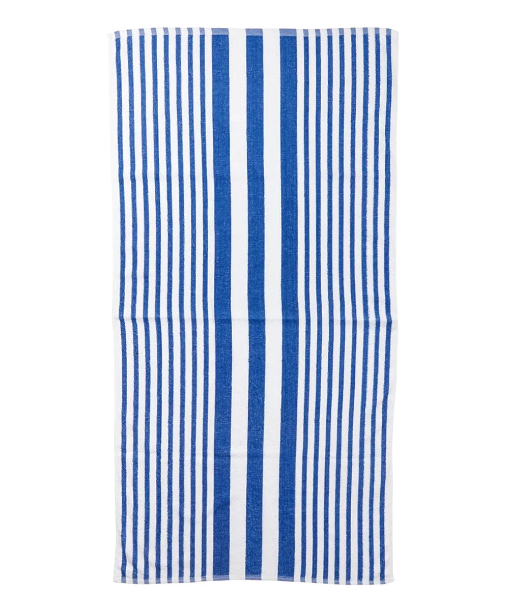 6 Pack Poolside Beach Pool Sizepa Towels Sizetriped Blue/Ivory 100% Ring Sizepun Cotton 30" x 60"