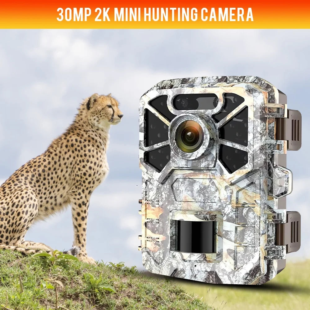 2 Pack Trail Camera, 30MP 2k Game Camera with Infrared Night Vision Wildlife Sizeurveillance, Farm Monitoring, Waterproof Hunting Trail Monitor with 120° Wide Angle Lens