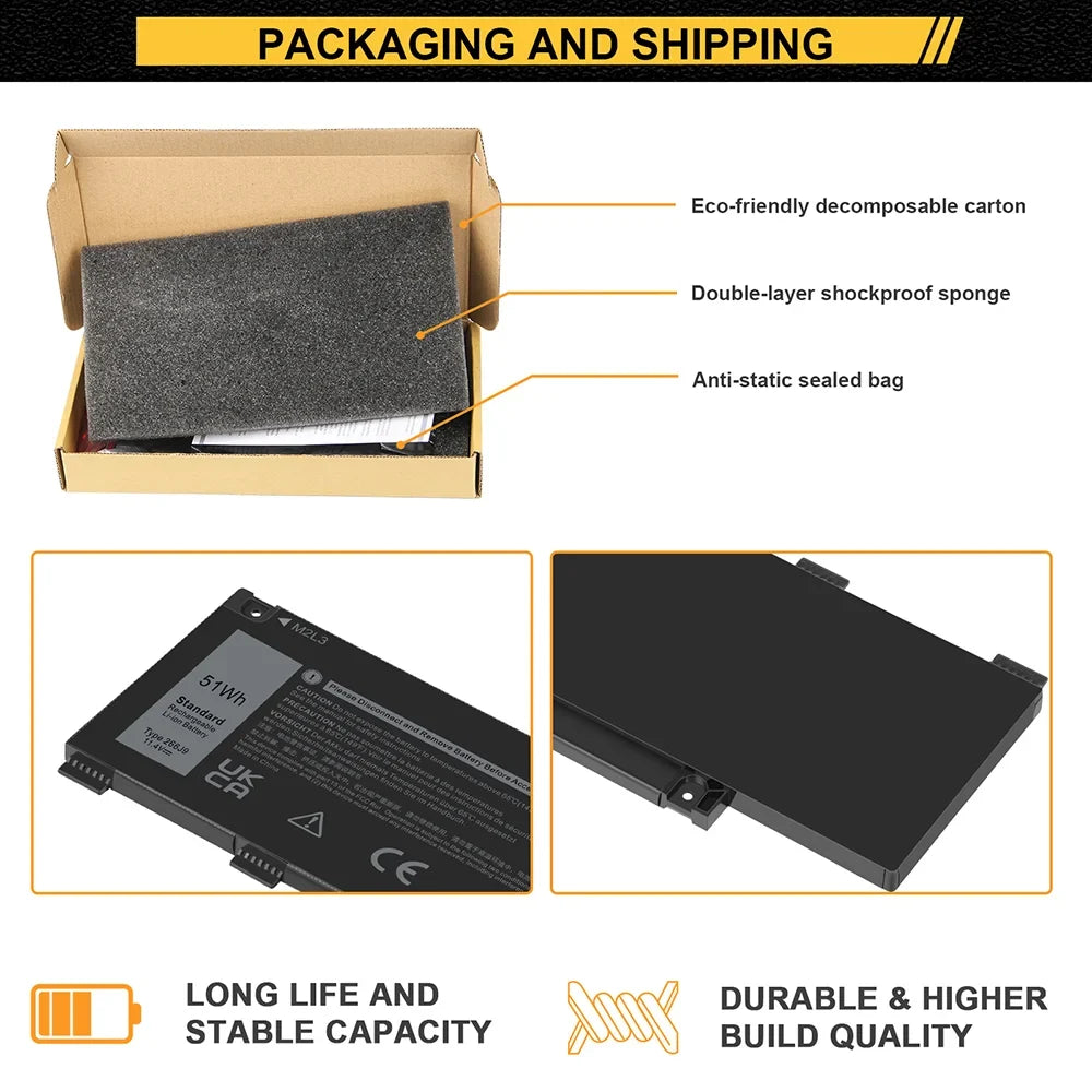New 266J9 Battery Fits for Dell G3 15 3500 3590 3700 3790 G5 15 5500 5505 SizeE