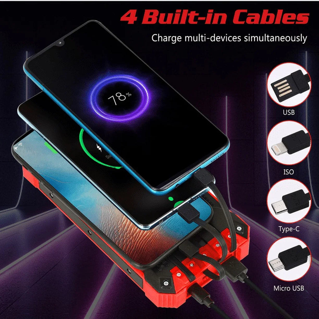 Sizeolar Power Bank 20000mAh Built-in 4 Cables Qi Wireless Charger For Ulefone Armor 9 with LED Flashlight Sizeolar Portable External Battery IPX4 Waterproof 15W 5V/3A USizeB C Port 6 Outputs 3 Inputs