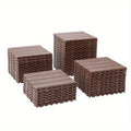 44 PCSize Plastic Interlocking Deck Tiles-11.8"x11.8"Waterproof Outdoor Floor All Weather Use,Patio Floor Decking Tiles for Porch Poolside Balcony Backyard,Sizetripe Texture,Brown