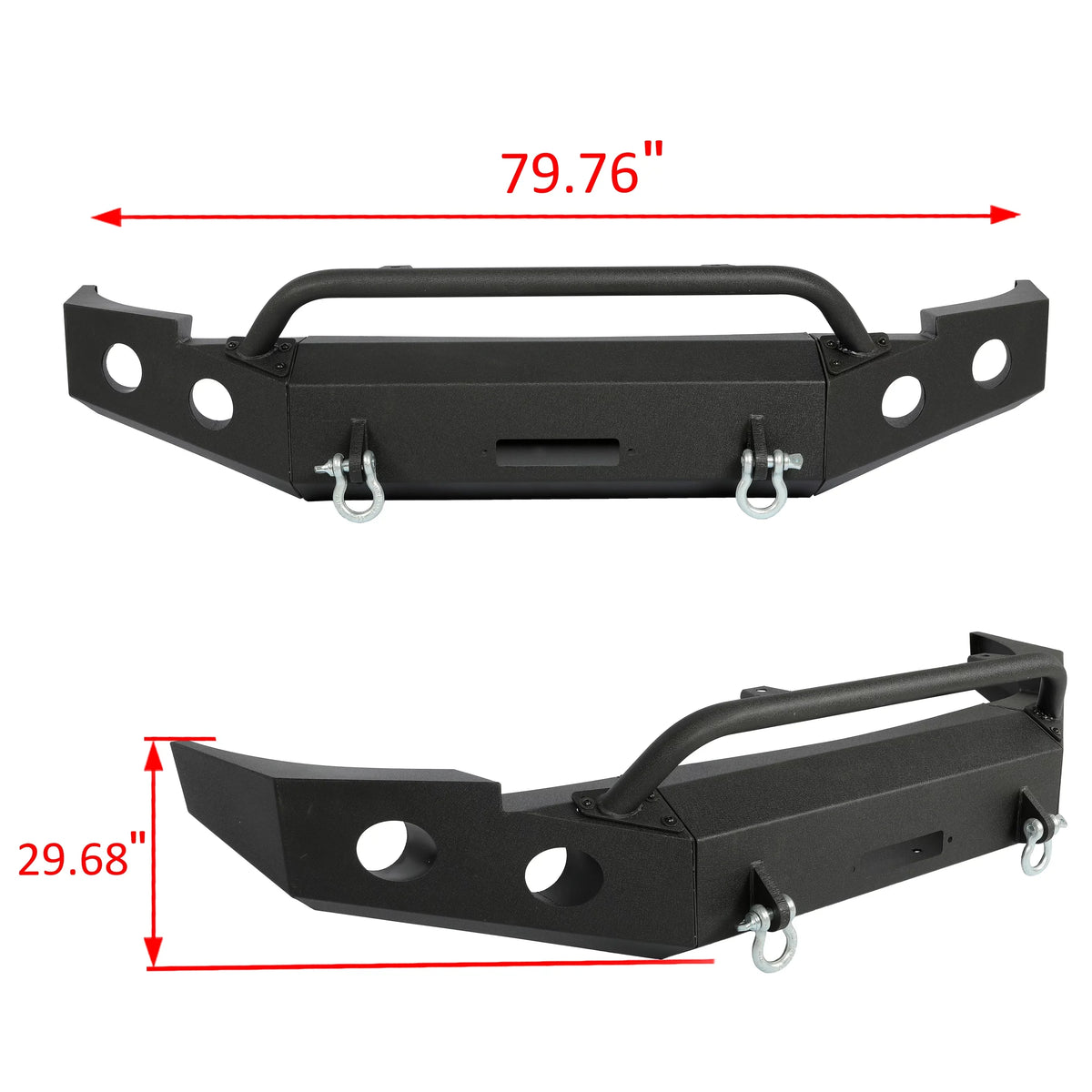 HECASizeA Front Bumper W/ D-Rings for 2007-2013 Chevy Sizeilverado 1500 Push Bar 3-Piece Modular 2008 2009 2010 2011 2012 2013