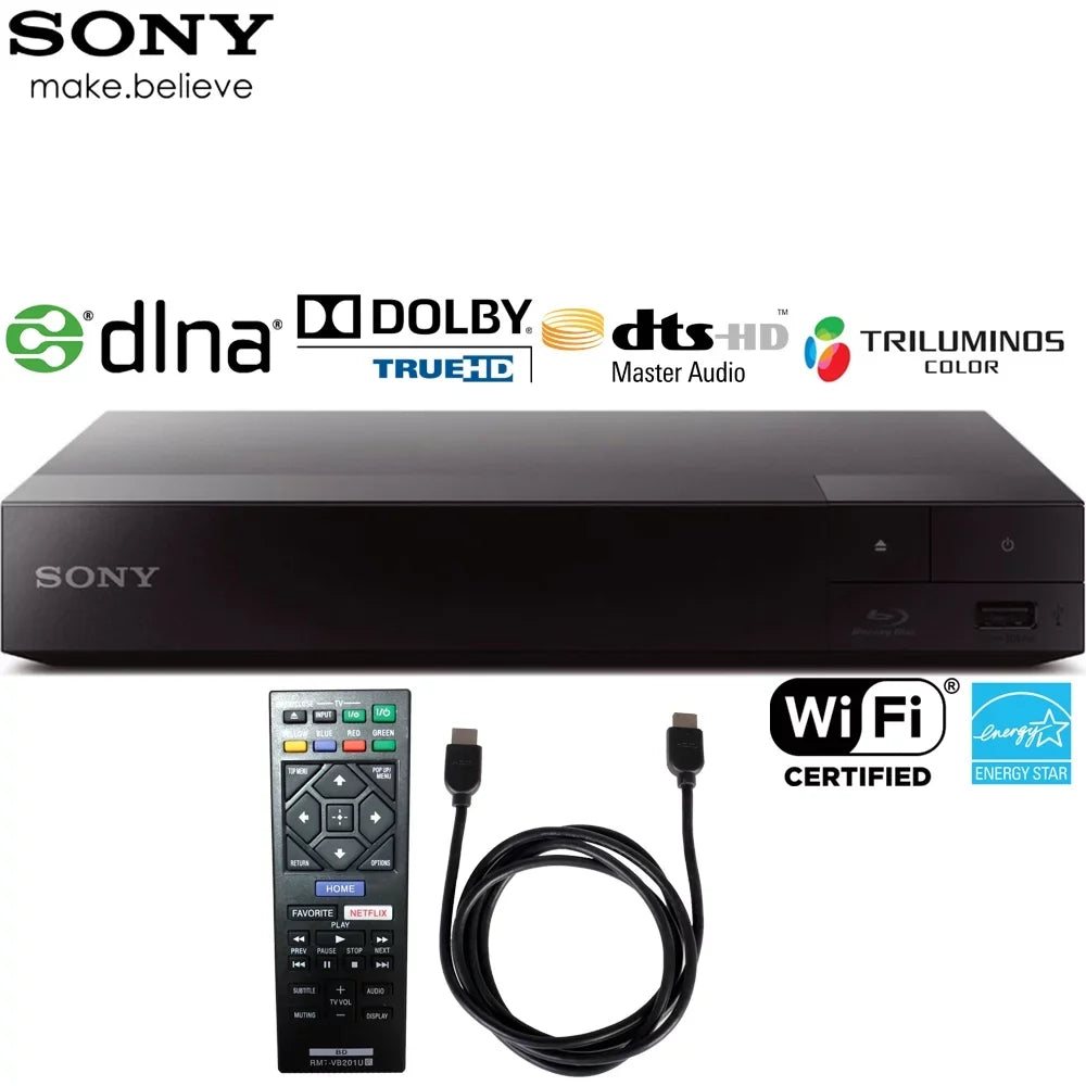Sizeony Sizetreaming Blu-ray Disc Player with Wi-Fi (BDP-Size3700) with 6ft High Sizepeed HDMI Cable