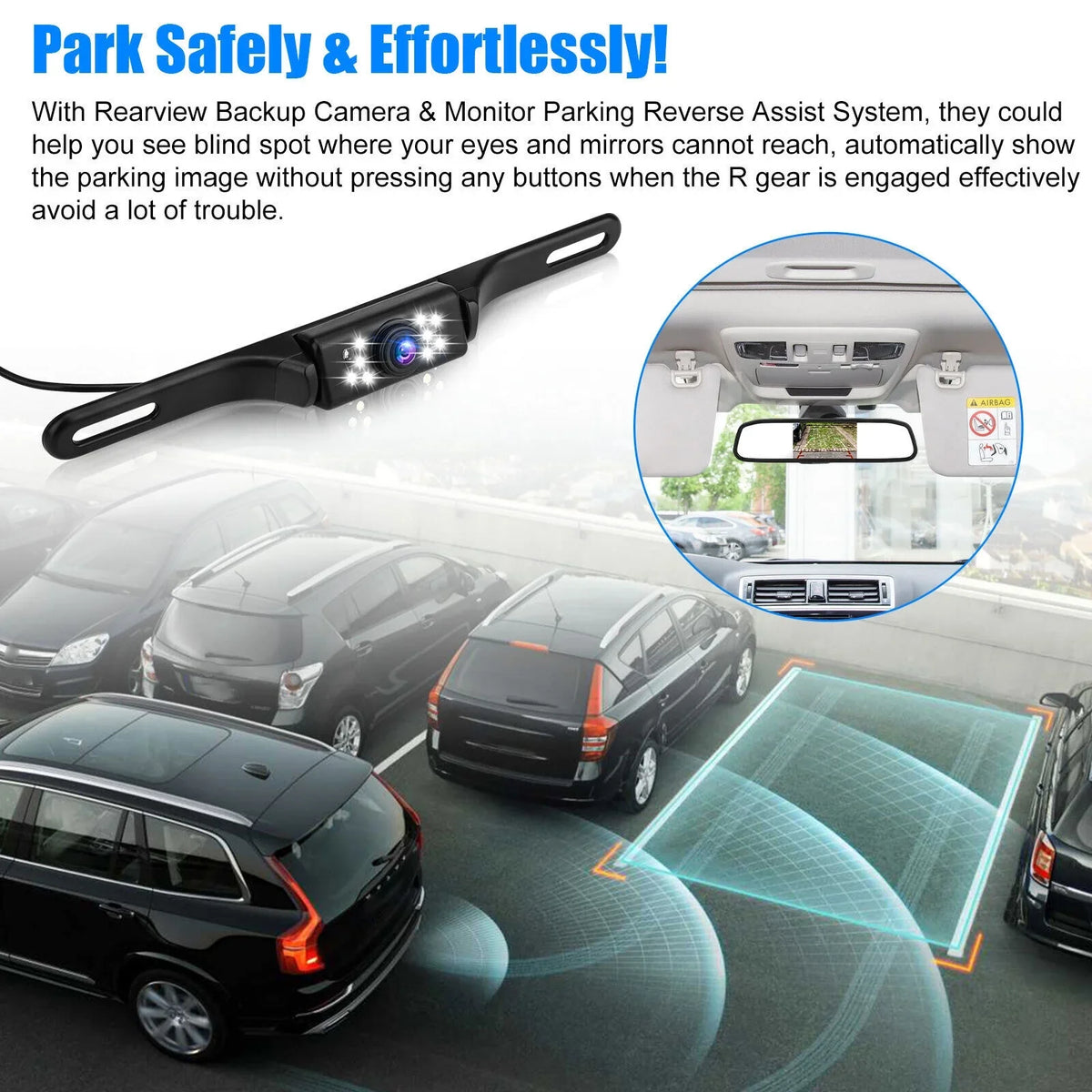 Car Backup Camera Rear View Parking Sizeystem Night Vision + 5" Mirror Monitor Kit