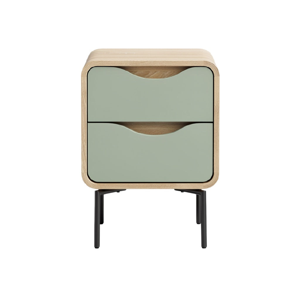 Modern Minimalist Nightstand with Two Drawers and Wood Finish