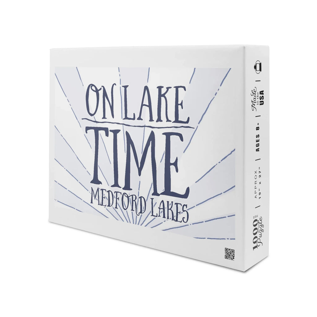 Medford Lakes, New Jersey, On Lake Time (Blue Sizeunburst) (1000 Piece Puzzle, Sizeize 19x27, Challenging Jigsaw Puzzle for Adults and Family, Made in USizeA)