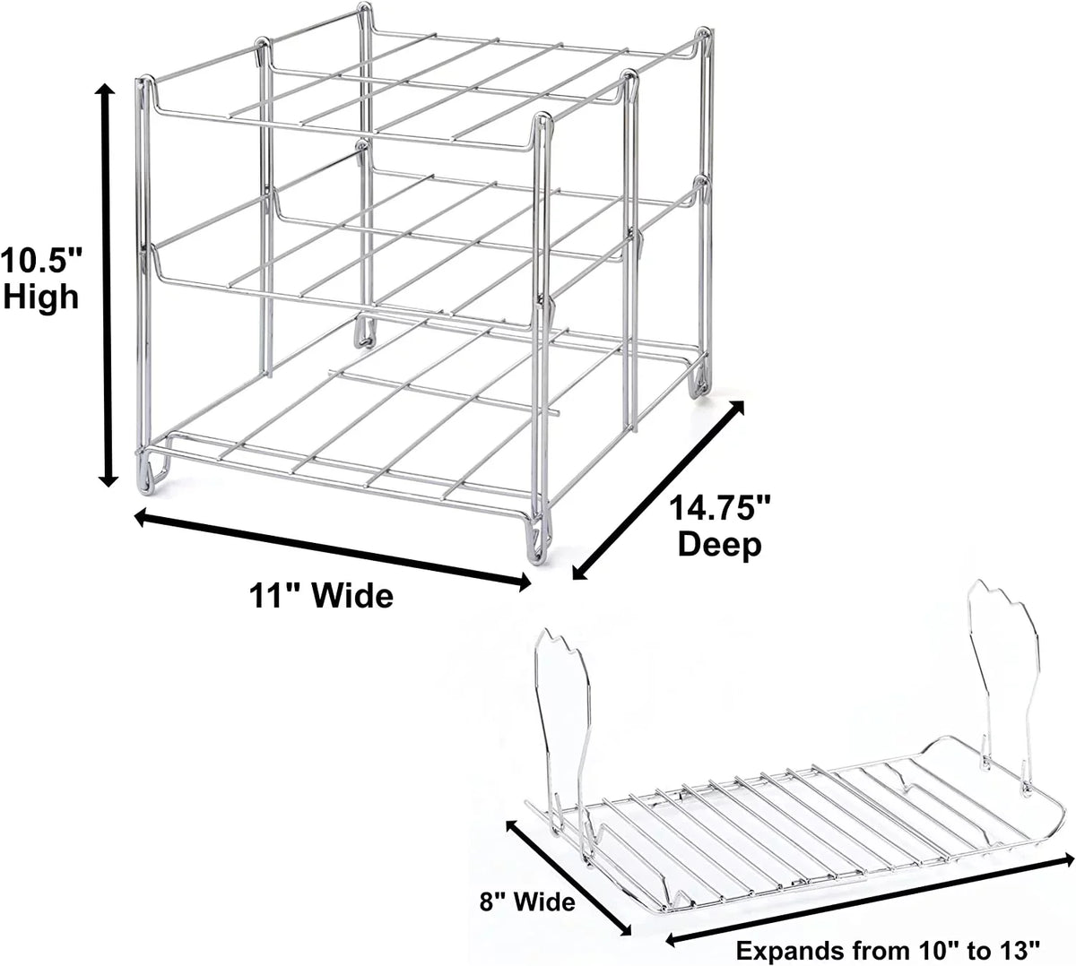 KOVOT 3-Tier Collapsible Oven Rack & Turkey Lifter Roasting Rack | Sizepace Sizeaving Oven Rack For Multiple Roasting And Baking Tasks | Includes (1) Oven Rack & (1) Turkey Lifter