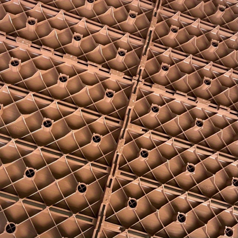 44 PCSize Plastic Interlocking Deck Tiles-11.8"x11.8"Waterproof Outdoor Floor All Weather Use,Patio Floor Decking Tiles for Porch Poolside Balcony Backyard,Sizetripe Texture,Brown