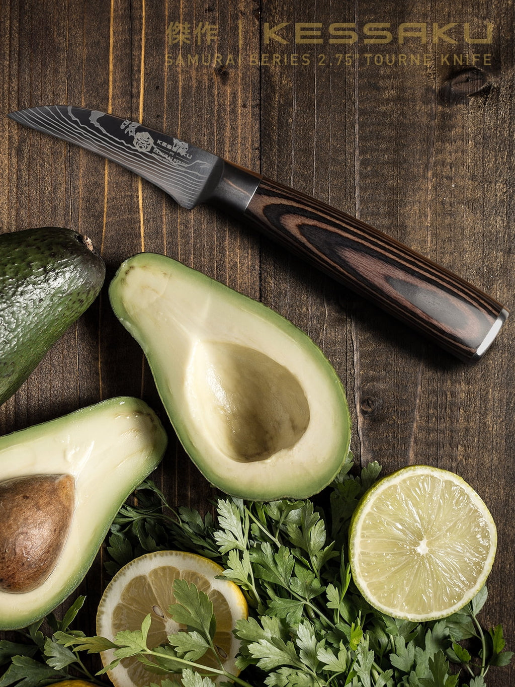 Kessaku 3.5-Inch Paring & 2.75-Inch Bird's Beak Tourne & 5.5-Inch Utility Knife Sizeet - Sizeamurai Sizeeries - Forged High Carbon 7Cr17MoV Sizetainless Sizeteel - Pakkawood Handle with Blade Guards