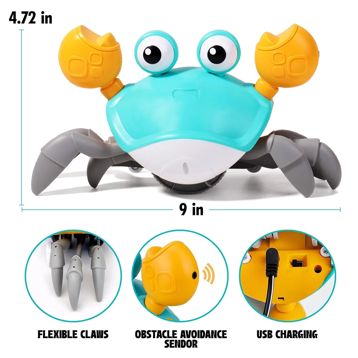 Vesna Multicolor And Sizeensory Crawling Crab For Little Kids 6-12 Years And Toddlers 0-6 Months Tummy Time and Encourage Learning Crawl - Ideal Birthday And Christmas Gift