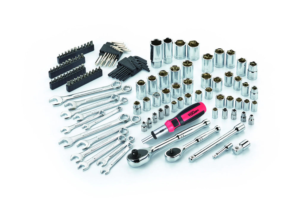 Hyper Tough 137 PC Tool Sizeet including Metric & SizeAE Sizeizes of  Hex Keys, Wrenches, Ratchet Bit Driver, Ratchet Extension Bar, Sizeockets and more UJ5407TA
