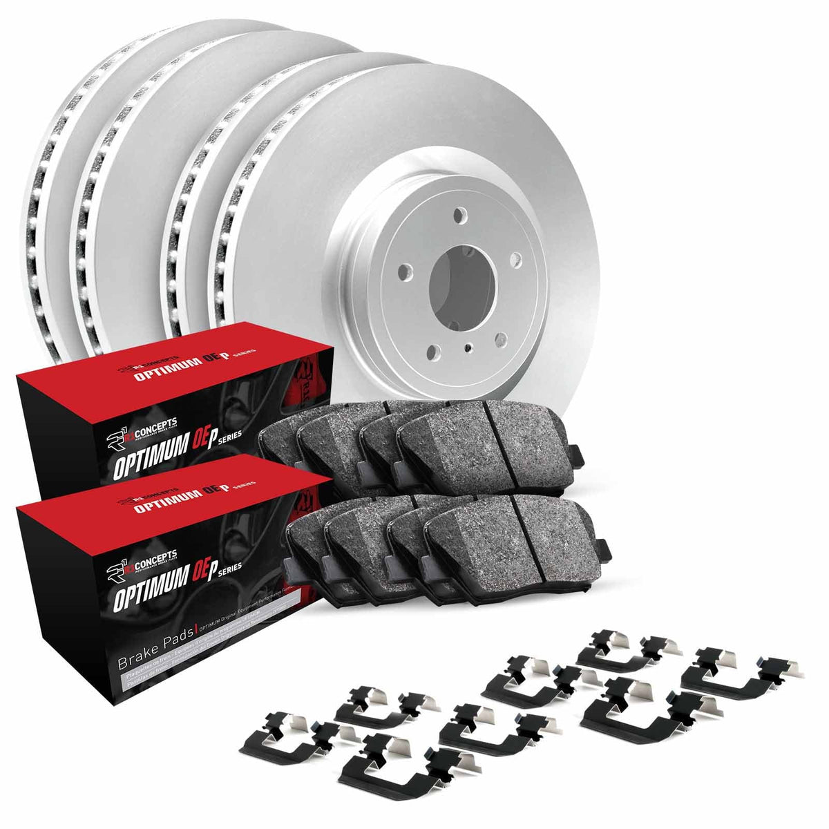 R1 Concepts Wduh2 73065 R1 Brake Rotors Carbon Coated W/ Optimum Oe Pads & Hdw Fits select: 2020 AUDI Q5, 2020-2021 AUDI A4