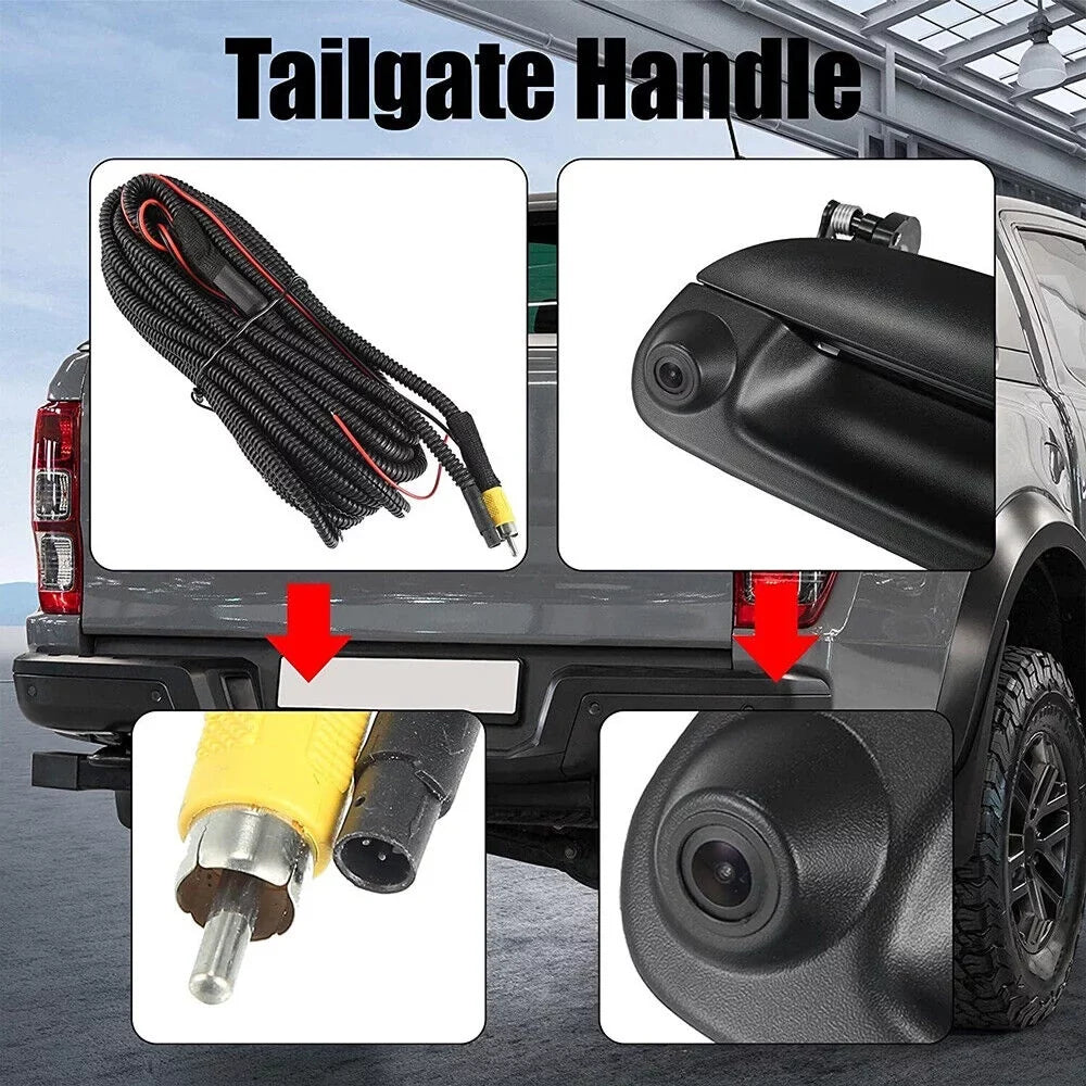 JLLOM Rear-View Reversing Camera Kit for Ford F150 F250 97-07, Clear Image with NTSizeC/PAL Option, 28 ft Long Extension Harness