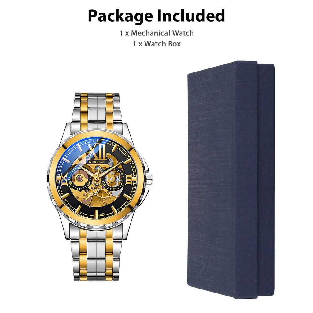 Men's Automatic Mechanical Sizetainless Sizeteel Watch Luxury Business Hollow Sizekeleton