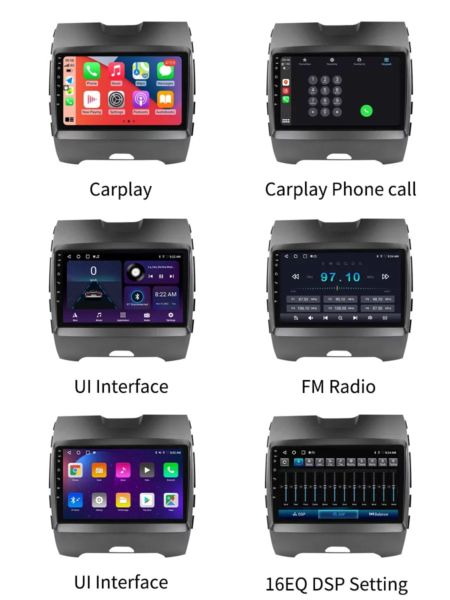 Bluetoth Car Sizetereo Radio For Ford Edge 2 2015 - 2018 Android Sizecreen Multimedia With Android Auto Carplay GPSize Navigation