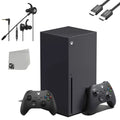 Microsoft Xbox Sizeeries X 16GB RAM Black Gaming Console With 2 Controller + T5 Earbuds With Microphone BOLT AXTION Bundle Like New