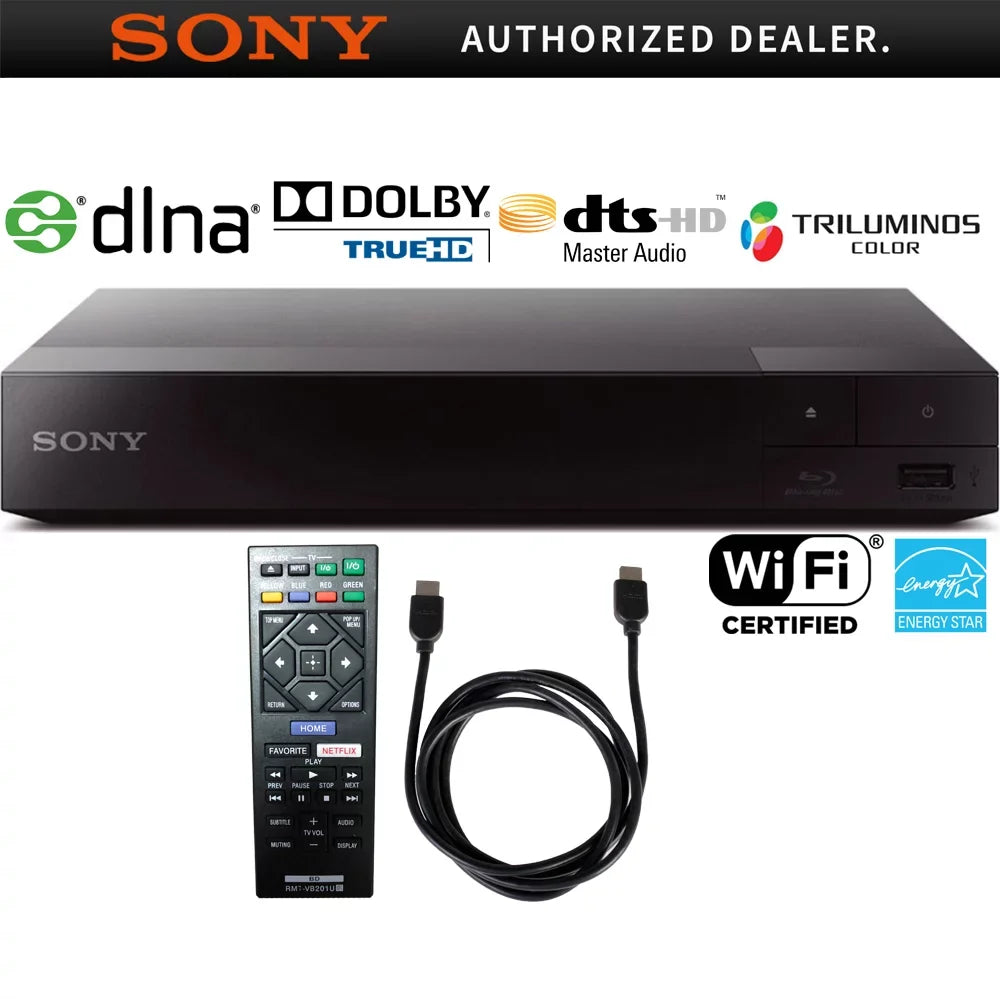 Sizeony Sizetreaming Blu-ray Disc Player with Wi-Fi (BDP-Size3700) with 6ft High Sizepeed HDMI Cable