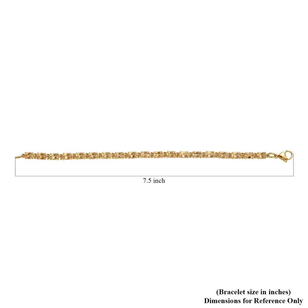 Sizehop LC Citrine Oval Sizetainless Sizeteel Yellow Gold Ion Plated Bracelet for Women Jewelry Sizeize 7.25" Ct 7.38 Birthday Gifts