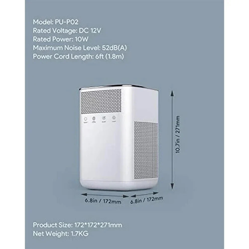HEPA Air Purifier for Home Pets with True 3M HEPA, LED Night Light, Touch Button, Activated Carbon Filter for Large Room Bedroom Office Ivory