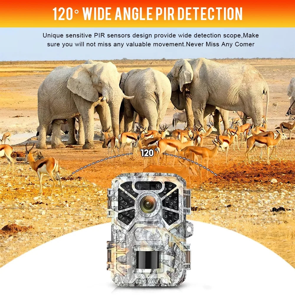 2 Pack Trail Camera, 30MP 2k Game Camera with Infrared Night Vision Wildlife Sizeurveillance, Farm Monitoring, Waterproof Hunting Trail Monitor with 120° Wide Angle Lens