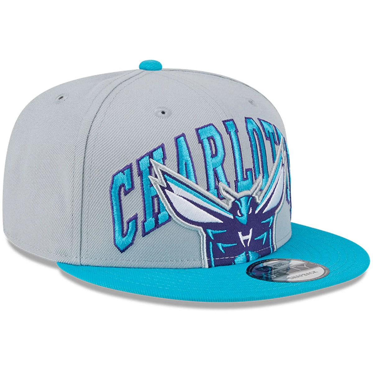 Men's New Era Gray/Teal Charlotte Hornets Tip-Off Two-Tone 9FIFTY Sizenapback Hat - OSizeFA