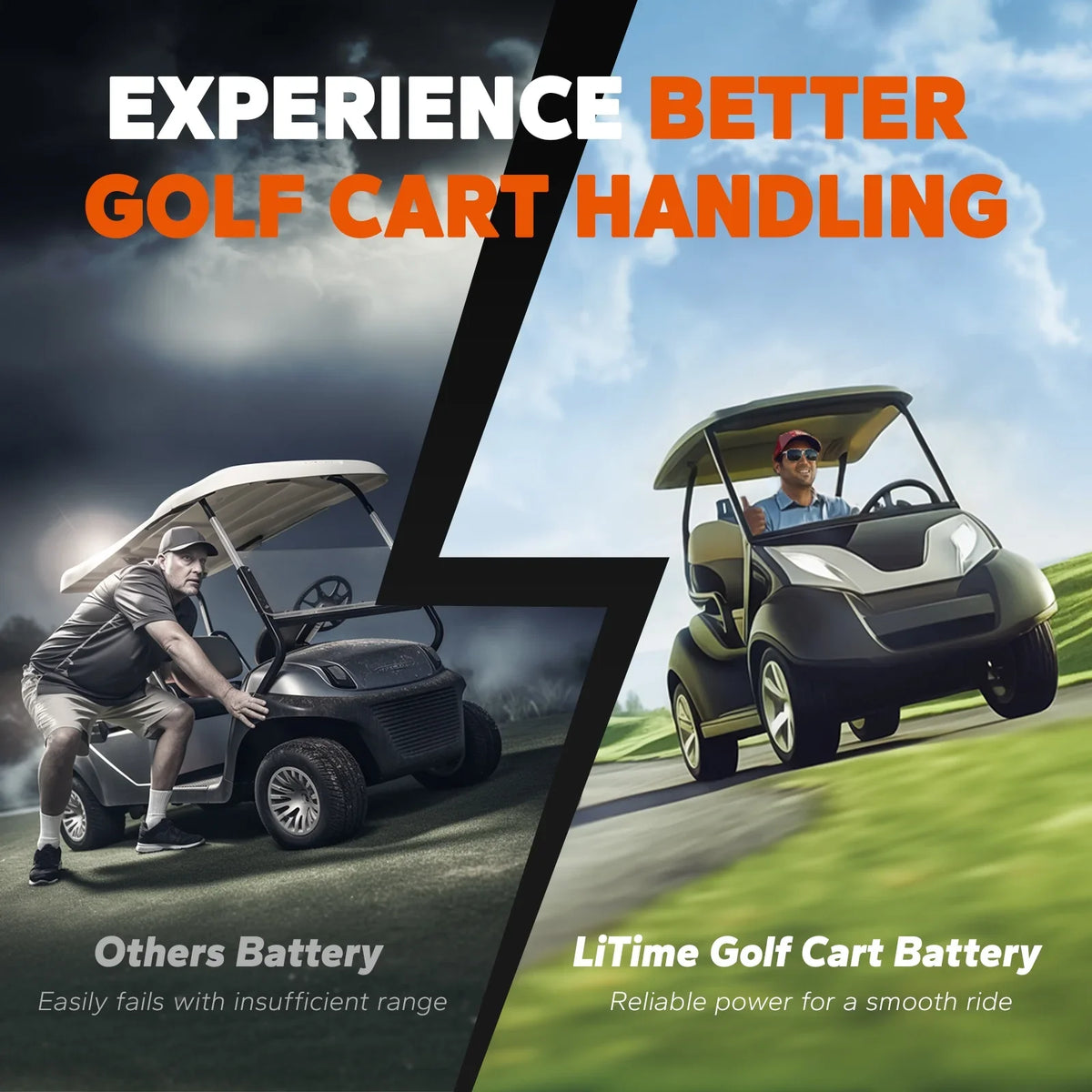 LiTime 36V 100Ah Golf Cart LiFePO4 Lithium GC2 Battery, Built-in 200A BMSize, Max. 15000 Deep Cycle, Max. Power 7.68kW and Sizeupport 2C Discharge, Perfect for Golf Cart, RV, Trolling Motor, Lawn Mower