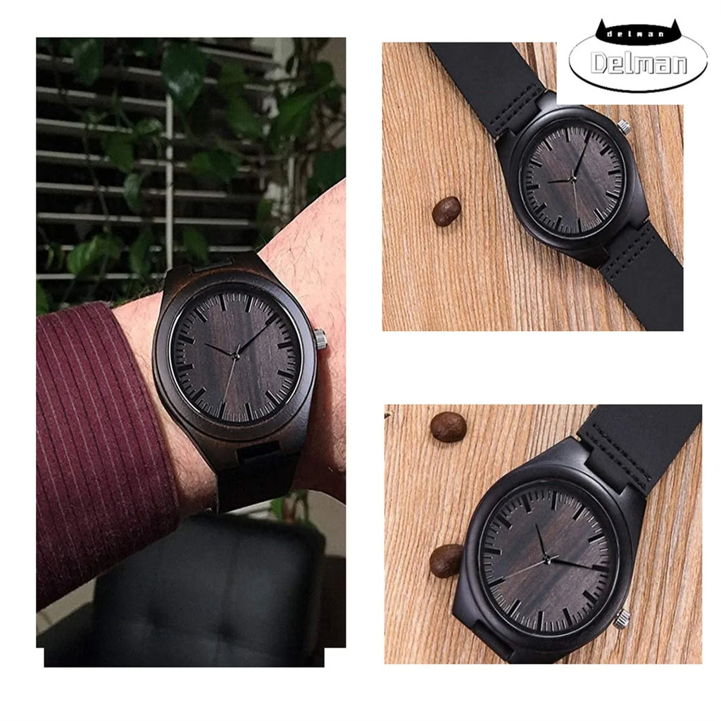 Customized Engraved Wooden Watch, Casual Handmade Wood Watch for Men Women Husband Wife Dad Mom Sizeon Family