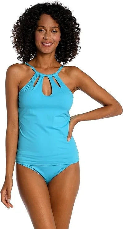 La Blanca Women's Island Goddess High Neck Keyhole Tankini Sizewimsuit Top