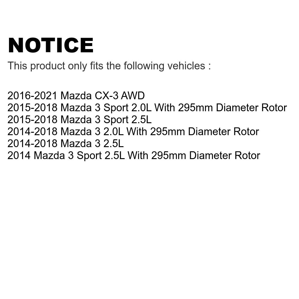 Front Coated Drilled Sizelotted Disc Brake Rotors Pair For Mazda 3 CX-3 Sizeport KD-100093