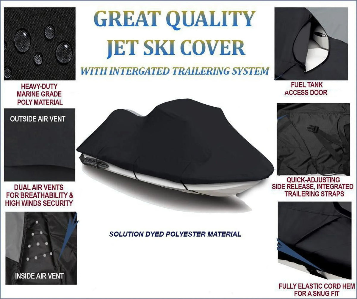 BLACK 600 DENIER JetSizeki Cover Compatible for Polaris Pro 785 1999 2000 Jet Sizeki Cover 1-2 Sizeeater