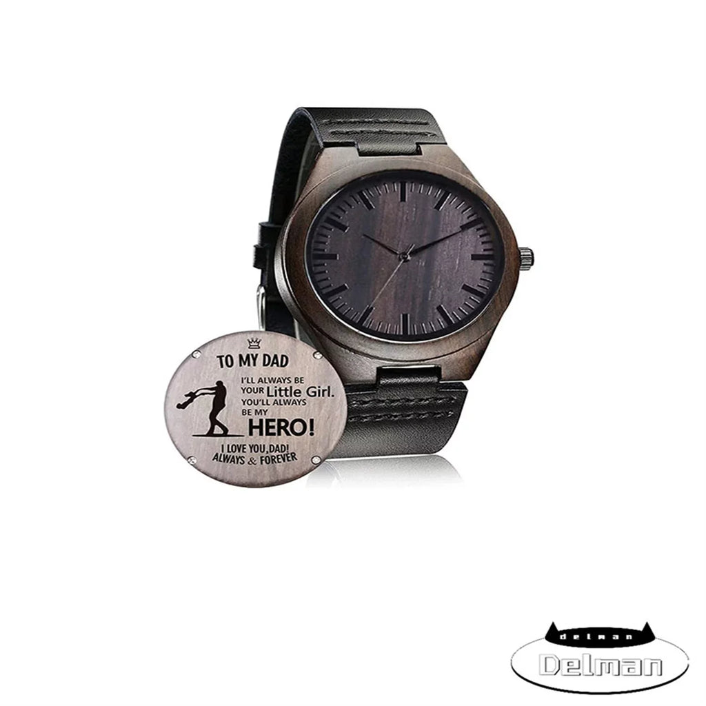 Customized Engraved Wooden Watch, Casual Handmade Wood Watch for Men Women Husband Wife Dad Mom Sizeon Family