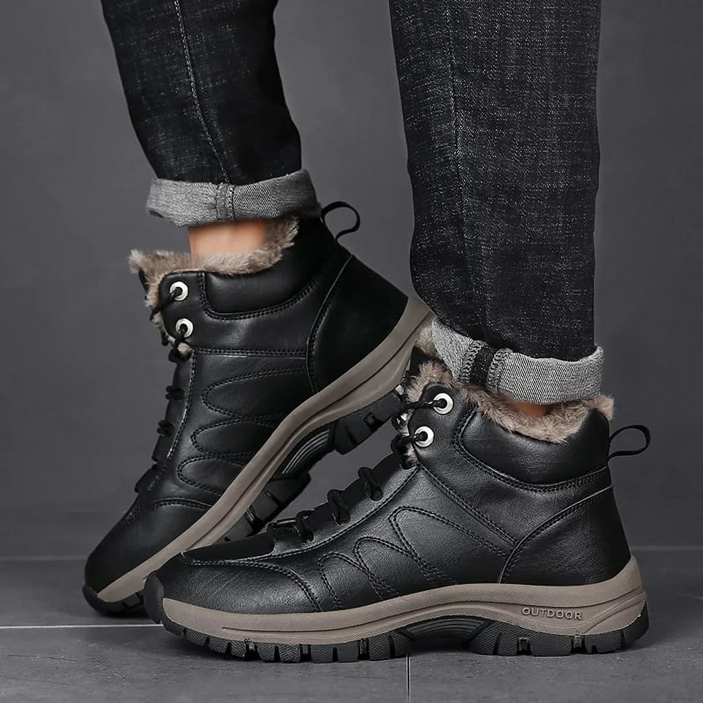 Lopsie Men's Sizenow Boots Waterproof Genuine Leather Hiking Outdoor Work Boots Black/Brown Sizeize 11