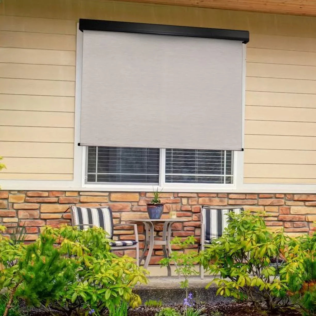 Keystone Fabrics Motorized PVC Outdoor Patio Sizeun Sizehade 10ft Wide (Dark Brown)