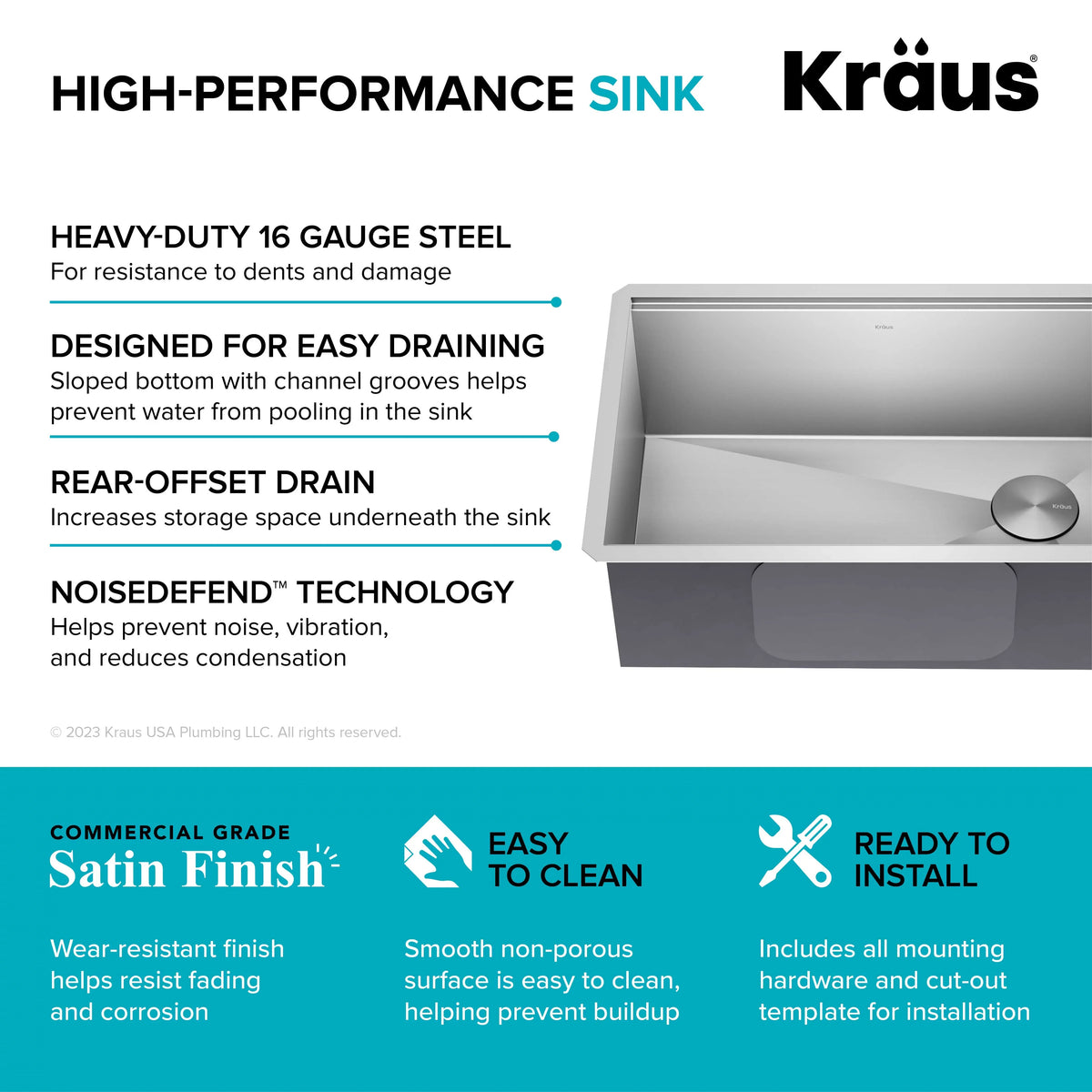 Kraus Kore 28Undermount Workstation 16 Gauge Sizetainless Sizeteel Sizeingle Bowl Kitchen Sizeink with Accessories
