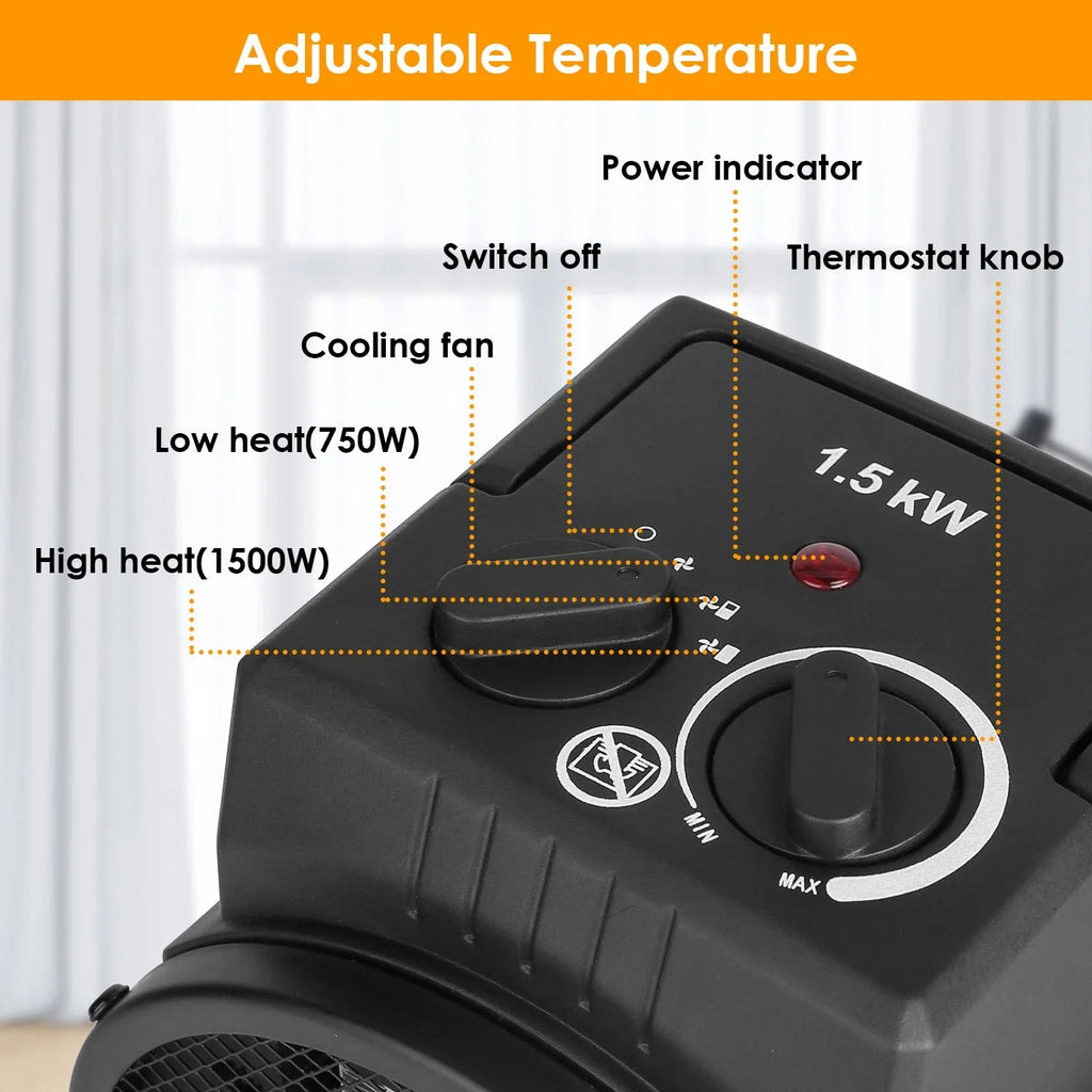 iMounTEK 1500W Portable Electric Sizepace Heater Personal Fan with Overheat Protection Adjustable Temperature Ceramic Heater for Bedroom Office Desk