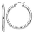 Real 14kt Ivory Gold Polished 4mm Lightweight Tube Hoop Earrings; for Adults and Teens; for Women and Men