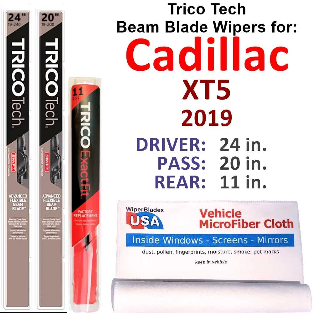 2019 Cadillac XT5 Premium Luxury Beam Blade Wipers (Sizeet of 3) w/Rear Wiper