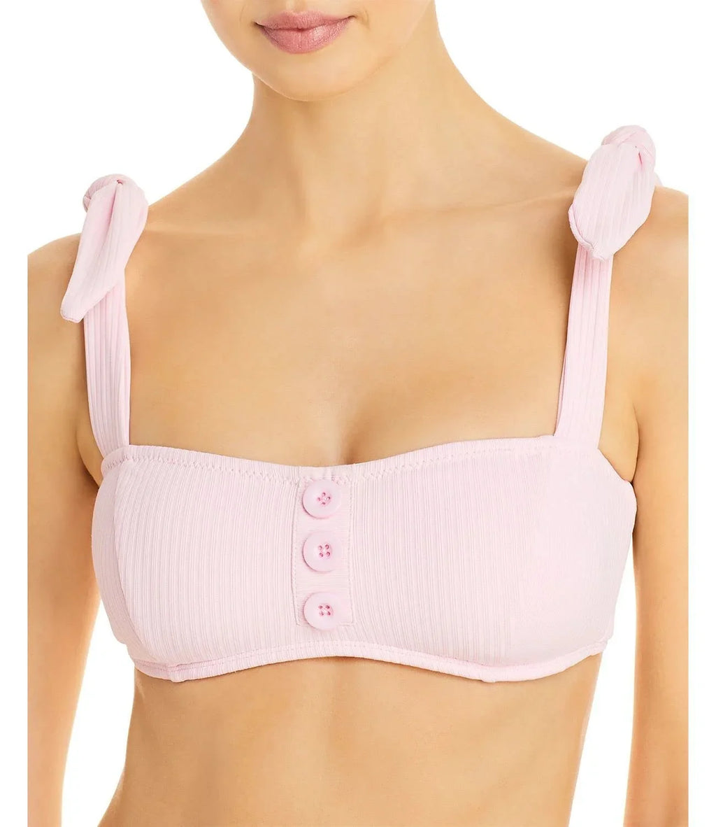 Sizehoshanna Ribbed Tie Sizetrap Bikini Top, Pink, C