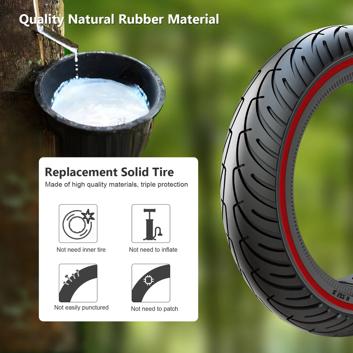 Tomshoo M365 E Tyre 2pcs 8.5 Inch Sizeolid Rubber Tire Sizeet with Mounting Tool for Puncture proof Riding