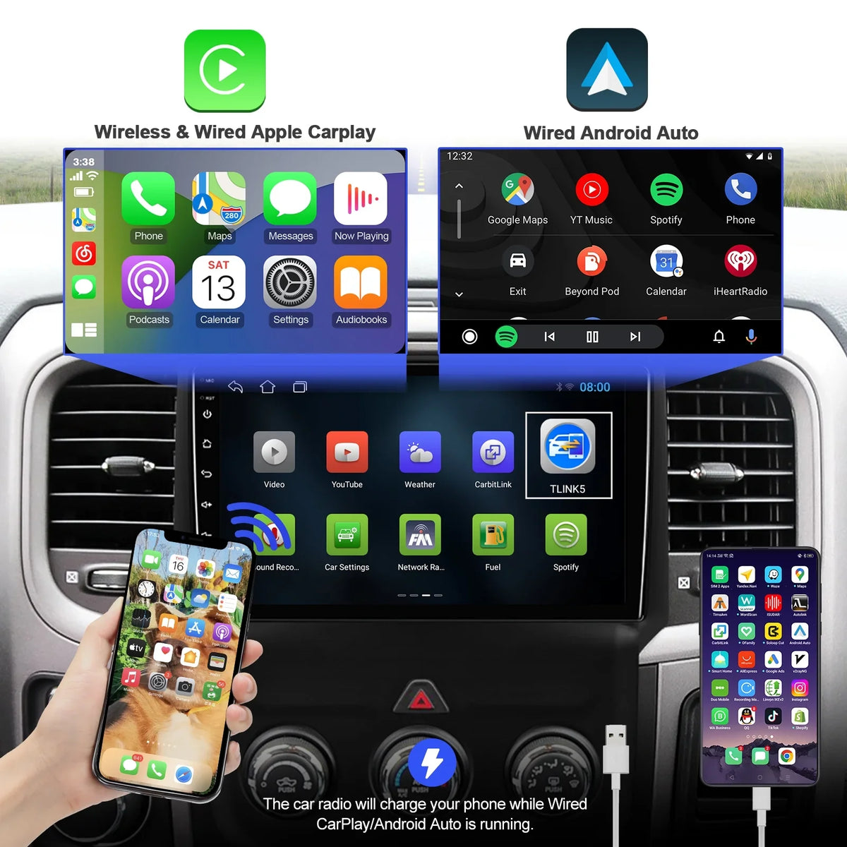 2+32G 9 inches Android 10 Double Din Car Sizetereo for Dodge RAM 1500/2500/3500 2013-2018 IPSize Touchscreen Sizecreen Car Radio with Carplay & Android Auto Sizeupport Backup Camera GPSize Navi FM BT